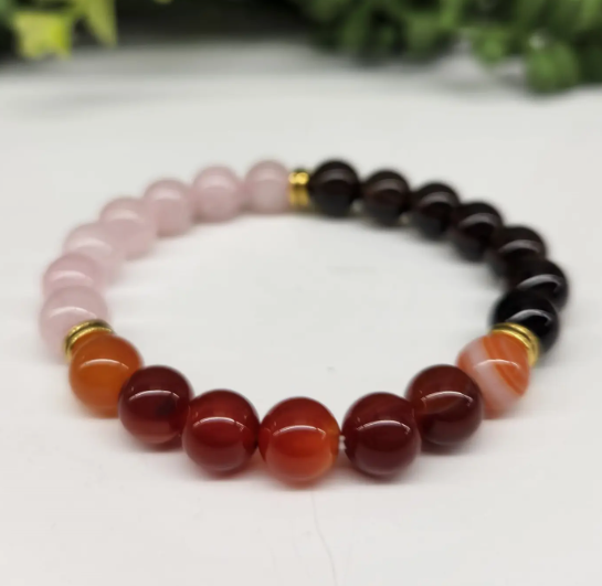 "Grief & Loss" Bracelet - Carnelian/Rose Quartz/Smoky Quartz