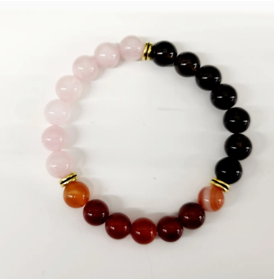 "Grief & Loss" Bracelet - Carnelian/Rose Quartz/Smoky Quartz