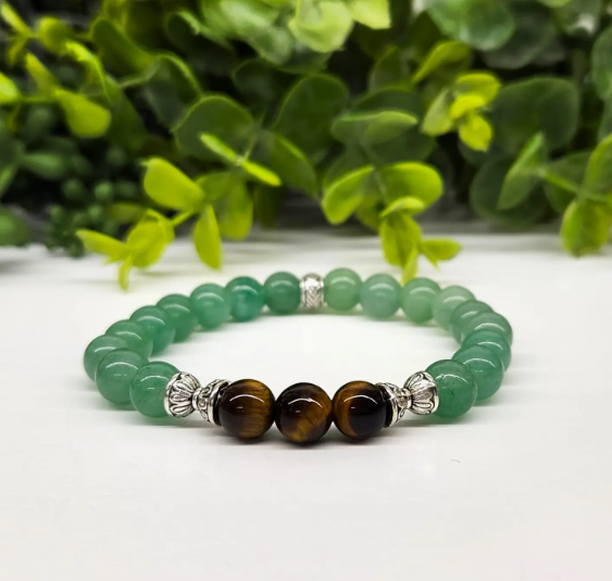 "Wealth" Bracelet -Yellow Tiger Eye & Green Aventurine