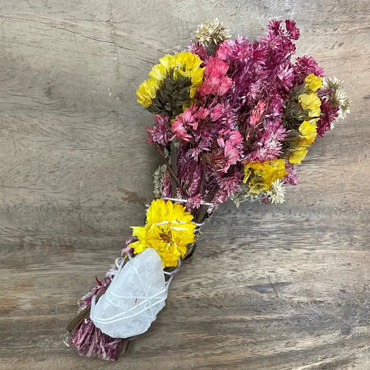 Pink Sunrise Floral Sage Wand