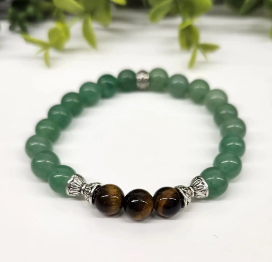 "Wealth" Bracelet -Yellow Tiger Eye & Green Aventurine