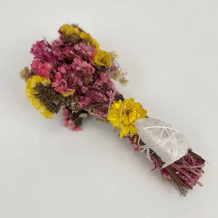 Pink Sunrise Floral Sage Wand