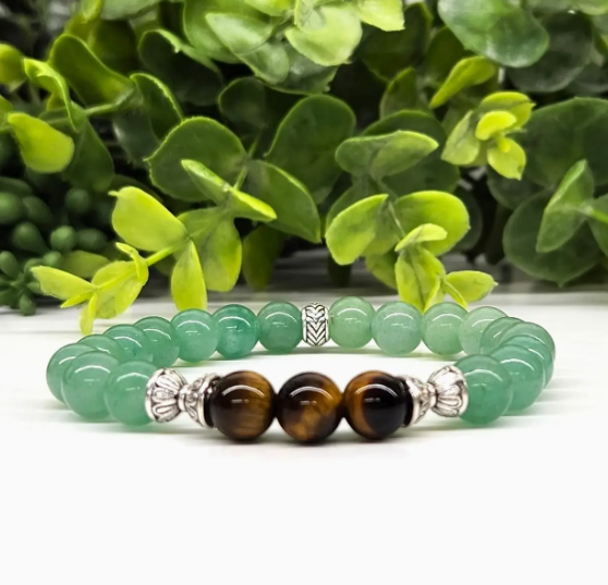 "Wealth" Bracelet -Yellow Tiger Eye & Green Aventurine