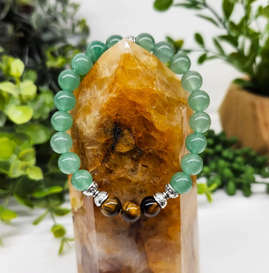 "Wealth" Bracelet -Yellow Tiger Eye & Green Aventurine