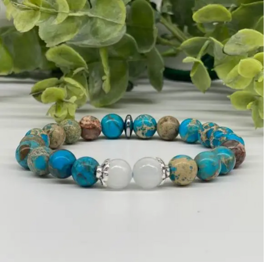 "Confidence" Bracelet - Imperial Jasper and Selenite Stretchable Bracelet