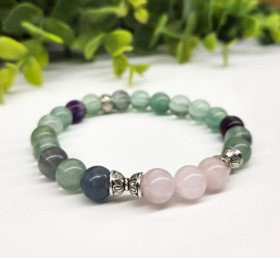 "Inner Peace & Calm" Bracelet - Rose Quartz & Rainbow Fluorite