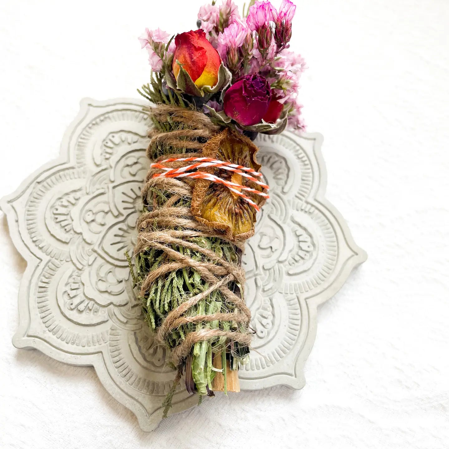 Hand Poured Cement Mandala Smudge Tray