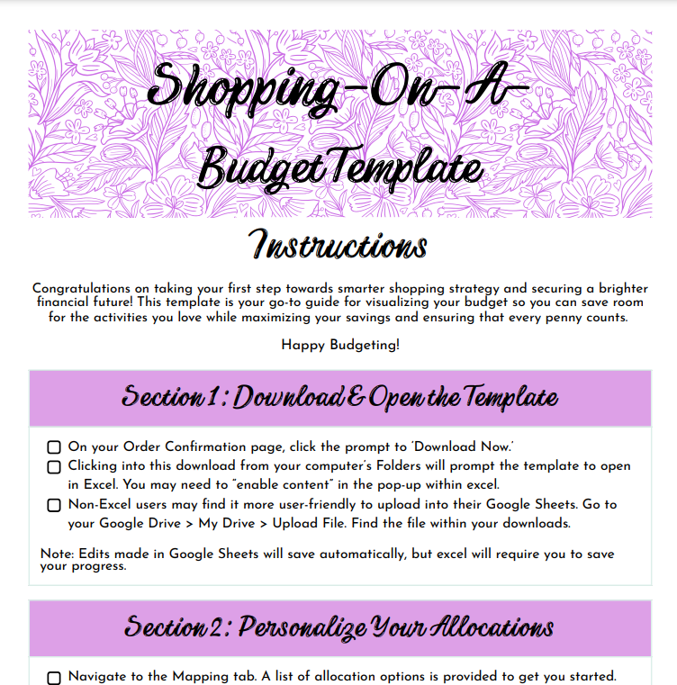 Shopping-On-A Budget Template: Shop Smart, Save Smarter