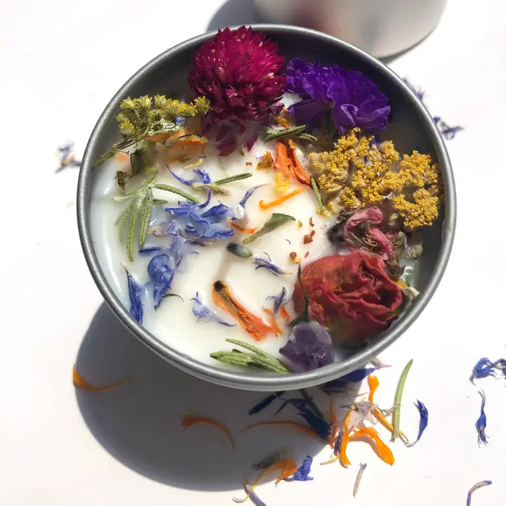 Wildflower Intention Candle - Soy Wax, Crystal Infused