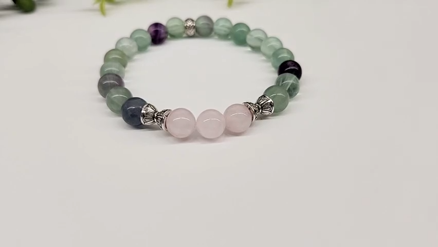 "Inner Peace & Calm" Bracelet - Rose Quartz & Rainbow Fluorite