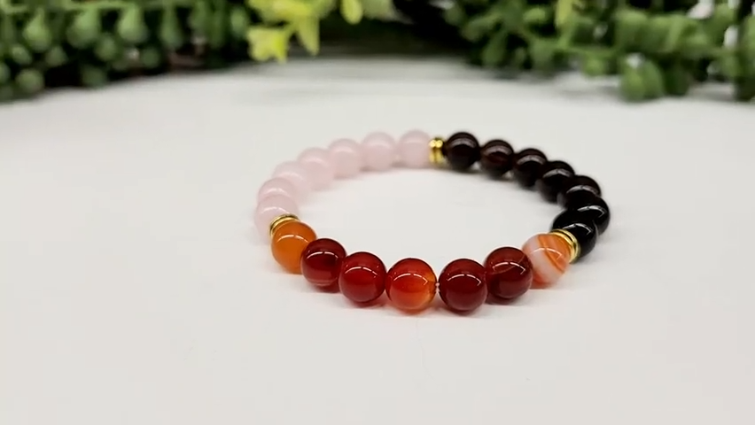 "Grief & Loss" Bracelet - Carnelian/Rose Quartz/Smoky Quartz